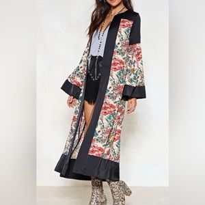 Floral Print Longline Kimono